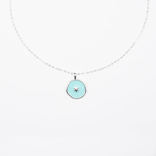 ENAMEL DISC NECKLACE SILVER