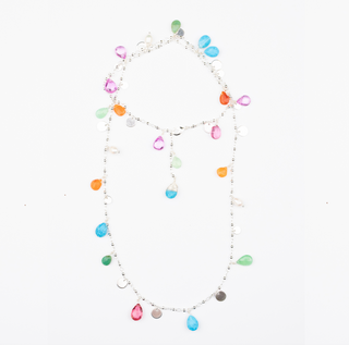 LONG VILMA GEM NECKLACE SILVER