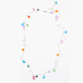 LONG VILMA GEM NECKLACE SILVER