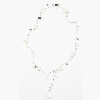 LONG VILMA GEM NECKLACE SILVER