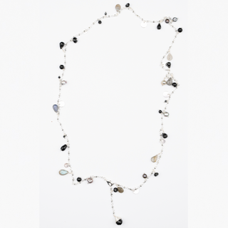 LONG VILMA GEM NECKLACE SILVER