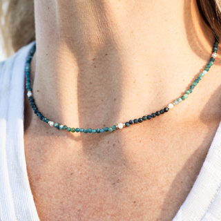 PEARLY BLUE TOURMALINE NECKLACE