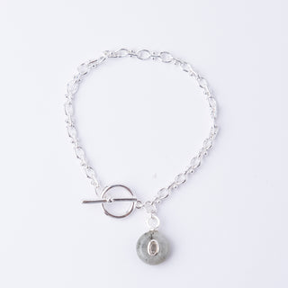 SILVER GRATITUDE STONE BRACELET