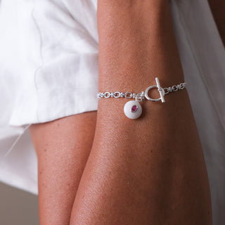 SILVER GRATITUDE STONE BRACELET