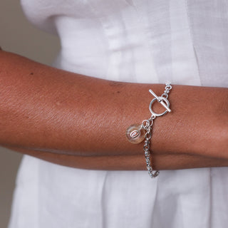 SILVER GRATITUDE STONE BRACELET