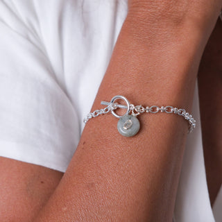 SILVER GRATITUDE STONE BRACELET