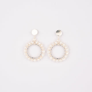 SMALL ROUND BEADED EARRINGS SILVER