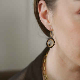 SMALL ROUND EARRINGS WITH ONYX
